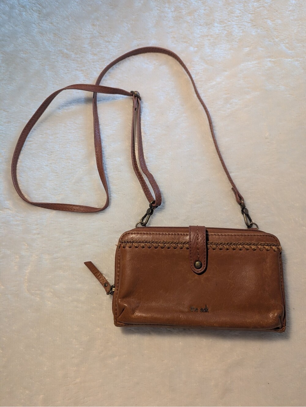 The Sak Brown Leather Crossbody Wallet